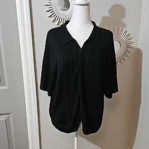 Elegant Black Button Down Women's Cardigan